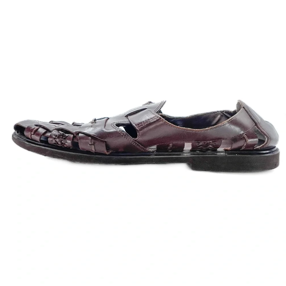 Men's Brown Leather Woven Sandals - Picture 4 of 10